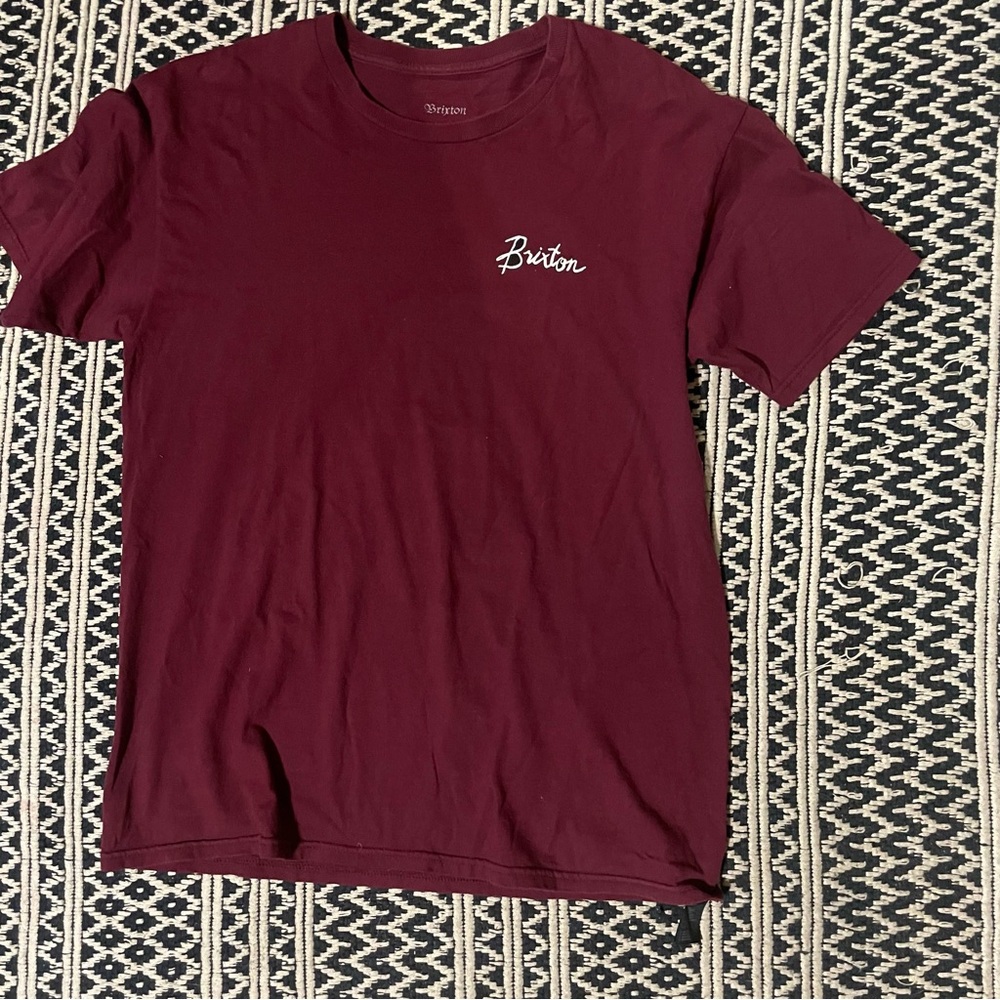 Brixton Maroon Short Sleeved T shirt Mens Large